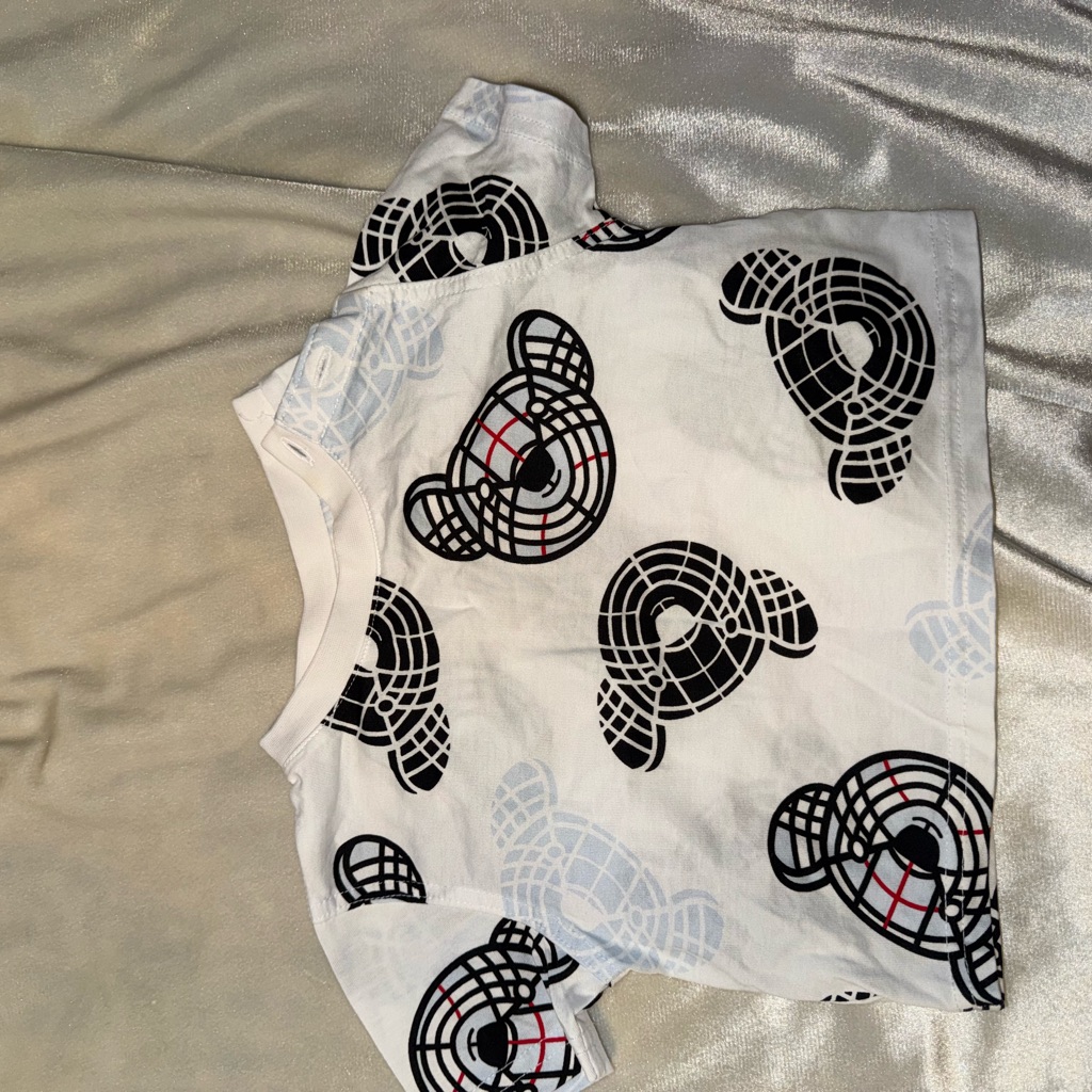 Burberry Kids White And Black Graphic T-Shirt